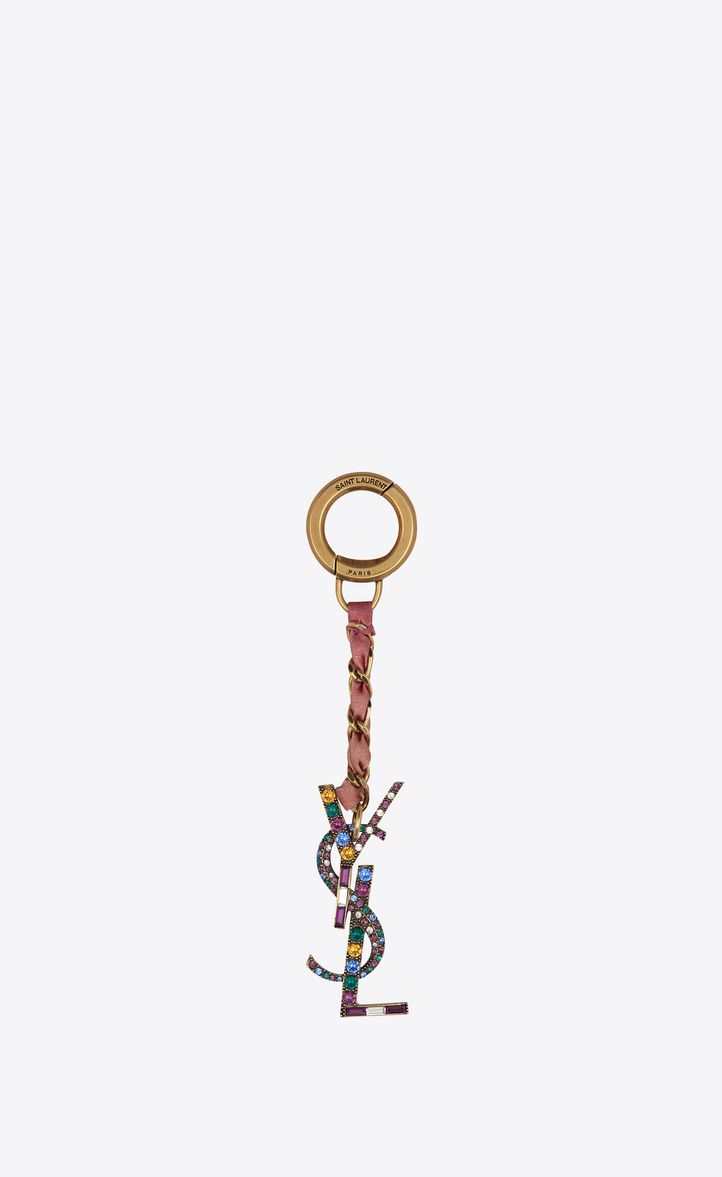 ‎Saint Laurent ‎LOGO Key Holder In Multicolored Crystals ‎