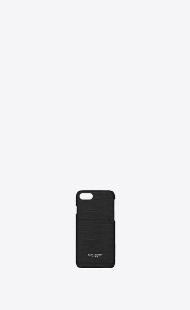 Custodia per iPhone 8 in pelle lucida stampata effetto coccodrillo nera