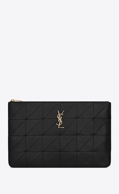 SAINT LAURENT Jamie SLG Woman Jamie document holder in black patchwork leather a_V4