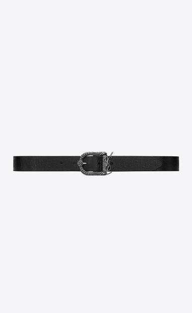 Monogram Celtic belt in embossed black leather