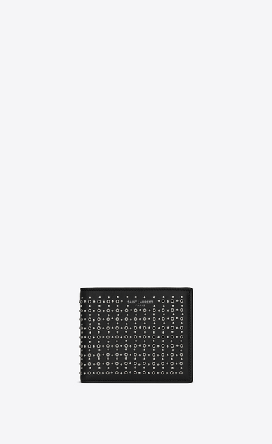 SAINT LAURENT SLP animation Herren Saint Laurent Paris Portemonnaie aus schwarzem Leder mit Nieten a_V4