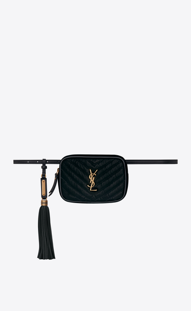 LOU Gürteltasche aus schwarzem Velours mit Steppnähten