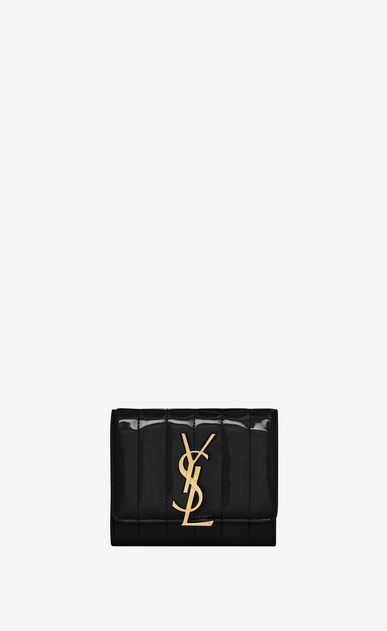 SAINT LAURENT Vicky SLG Woman Vicky small wallet in matelassé patent leather a_V4