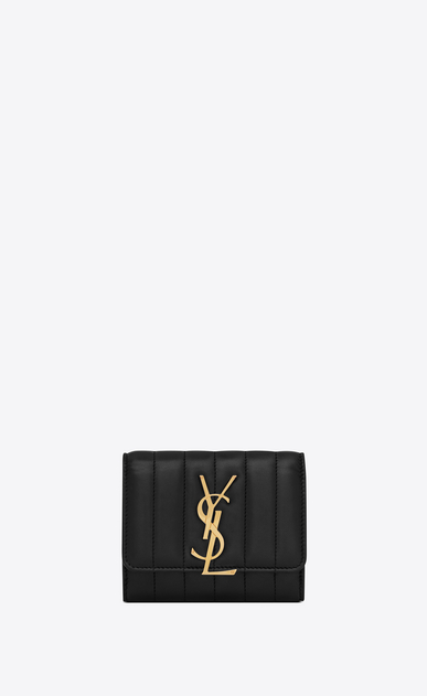 SAINT LAURENT Vicky SLG Woman Vicky small wallet in matelassé patent leather a_V4