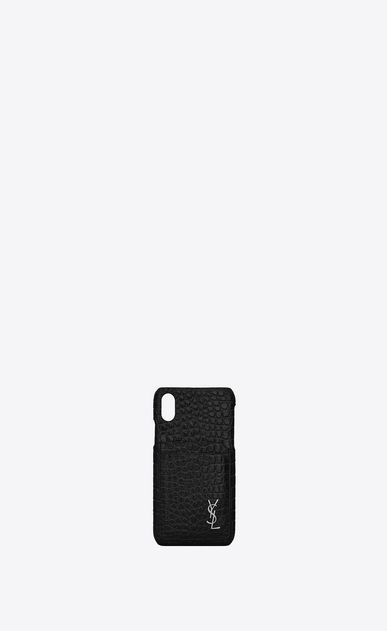 Monogram iphone 10 case in crocodile embossed shiny leather