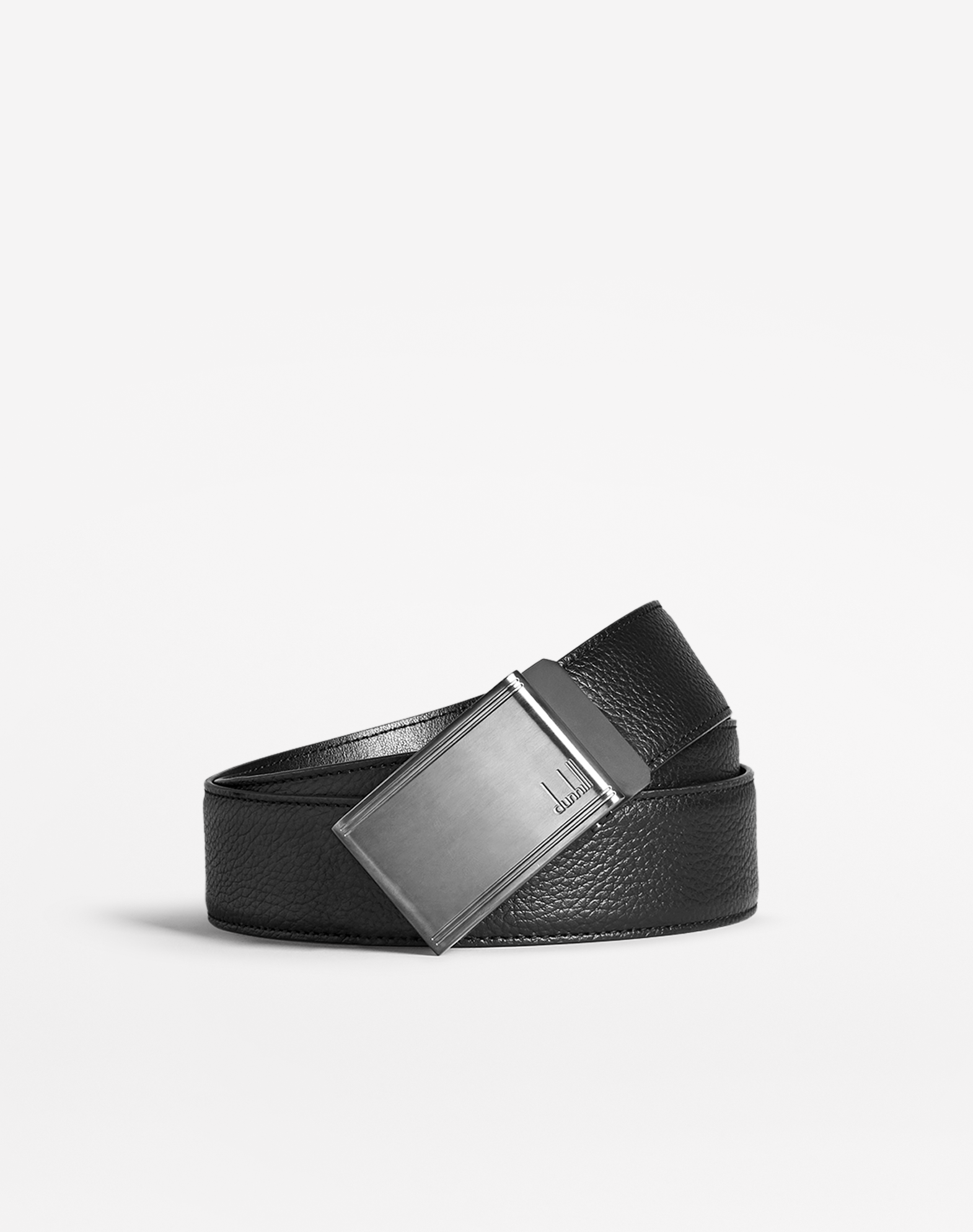 Dunhill Slim Automatic Buckle Leather Belt In Black