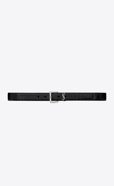 Monogram belt in matte crocodile embossed leather