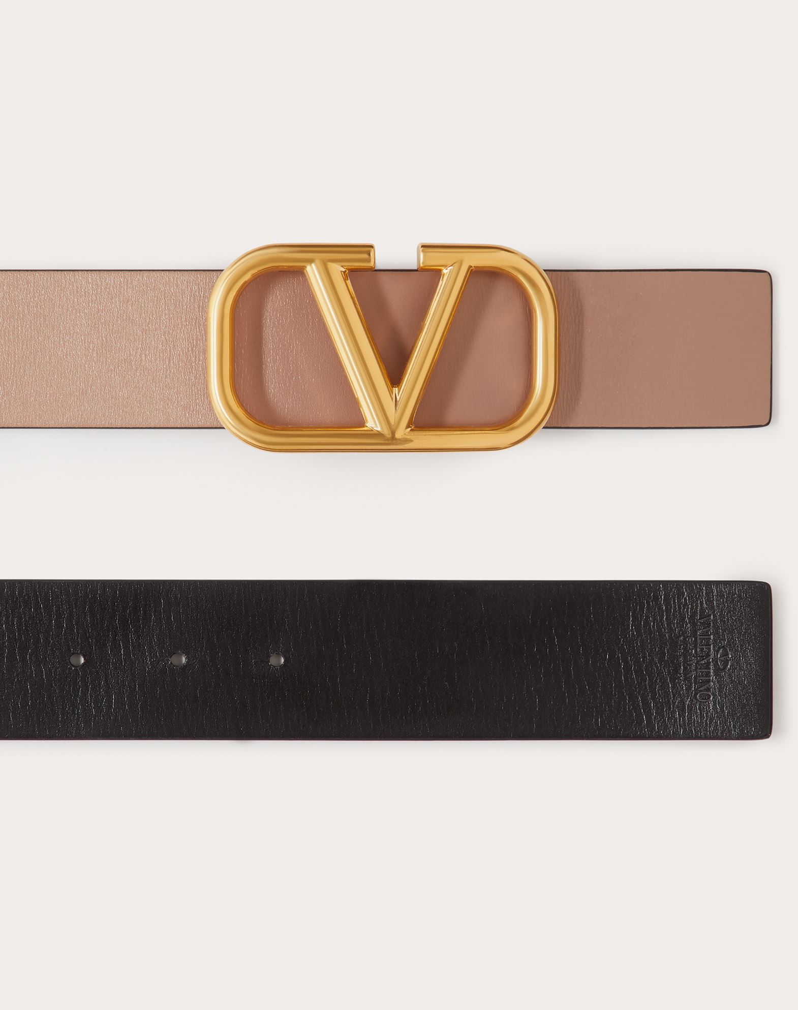 Reversible VLOGO Belt in Glossy Calfskin