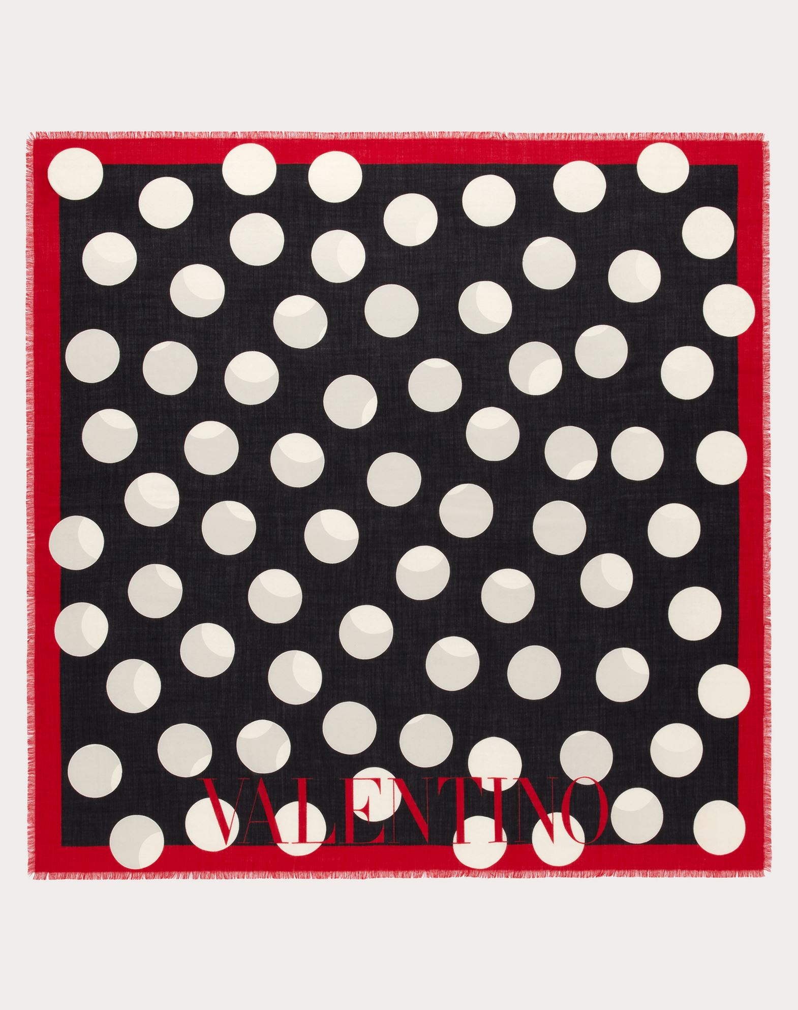 Valentino Garavani Dots Print Cashmere And Silk Shawl 140x140 Cm / 55.1x55.1 In. In Black
