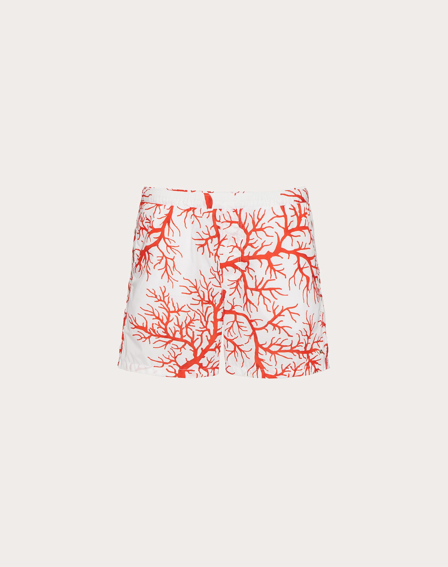 Valentino Uomo Swim Shorts With  Archive '68 Print In Ivory/coral