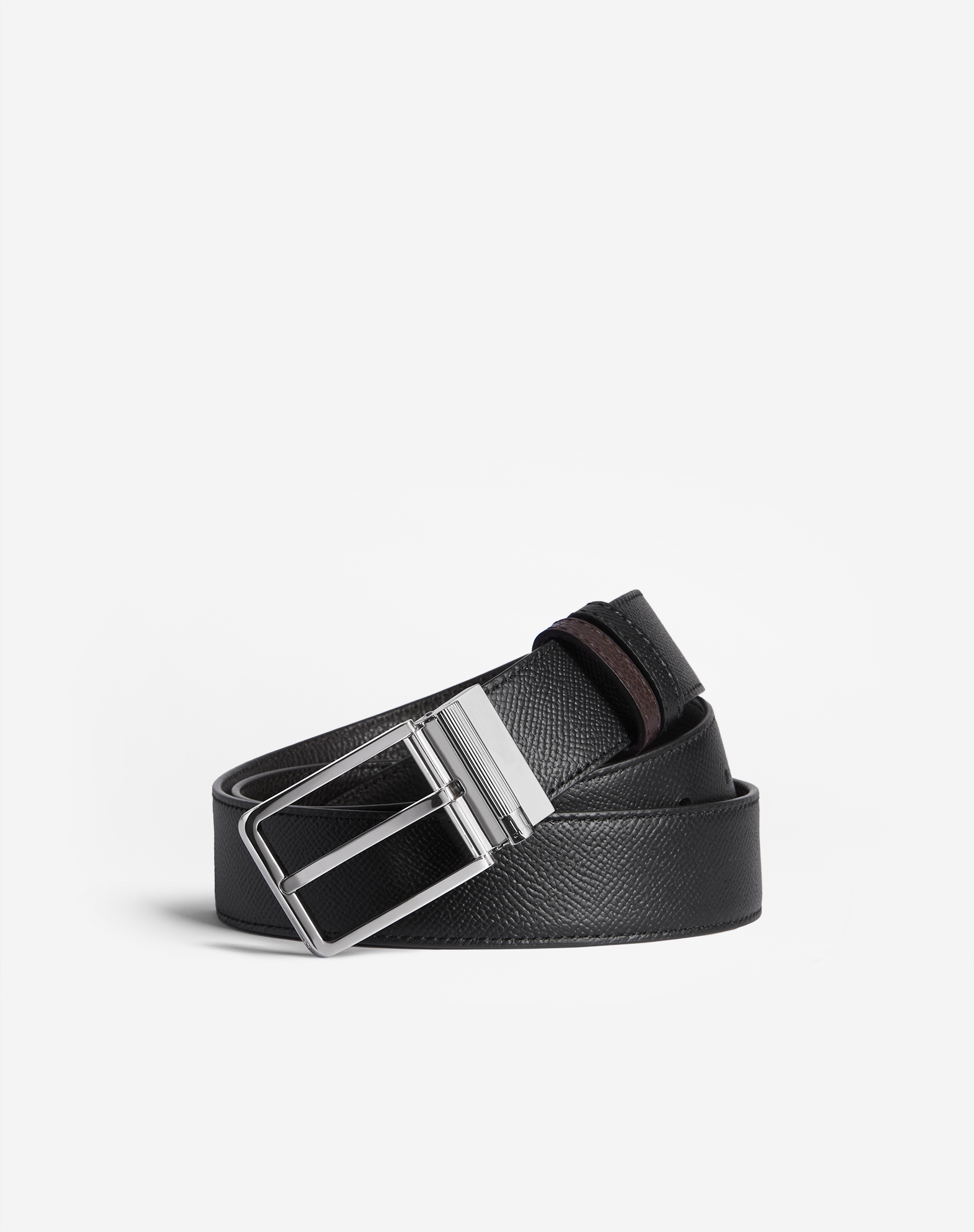 Shop Dunhill 35mm Reversible Roller Buckle Cadogan Leather Belt In Black
