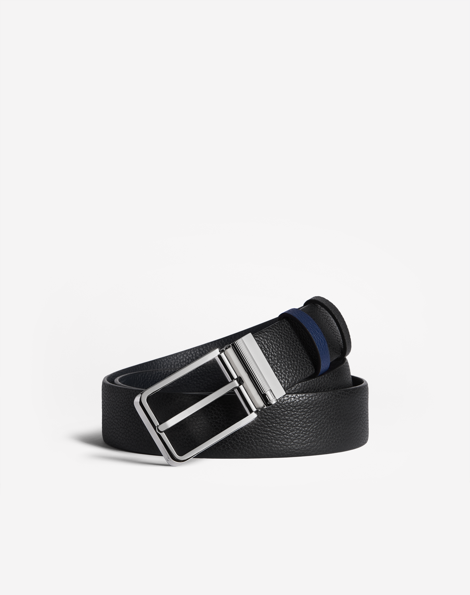 Dunhill Reversible 35mm Rounded Roller Buckle Grain Leather Belt In Black