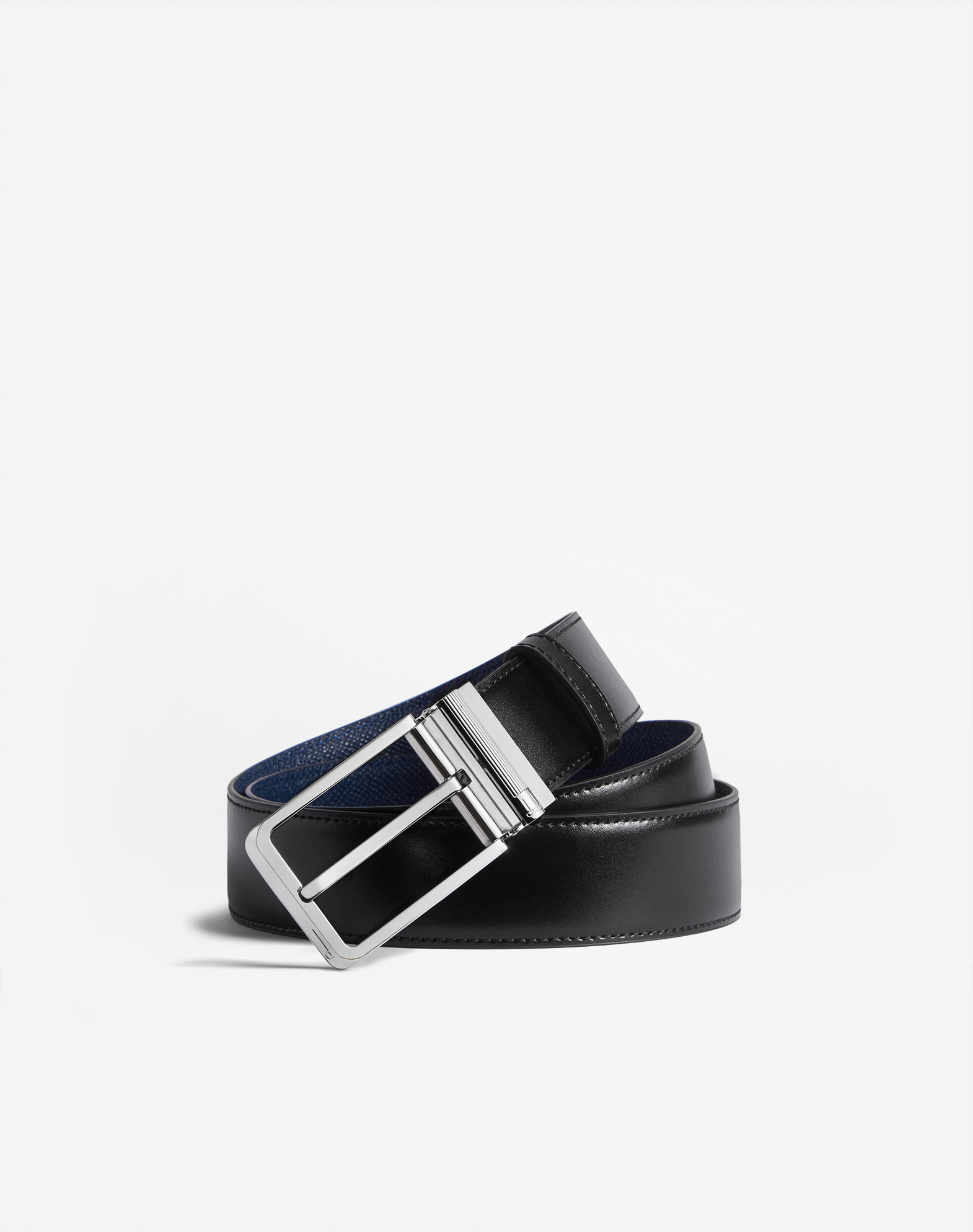Dunhill Reversible 35mm Rounded Roller Buckle Smooth Leather Belt In Black