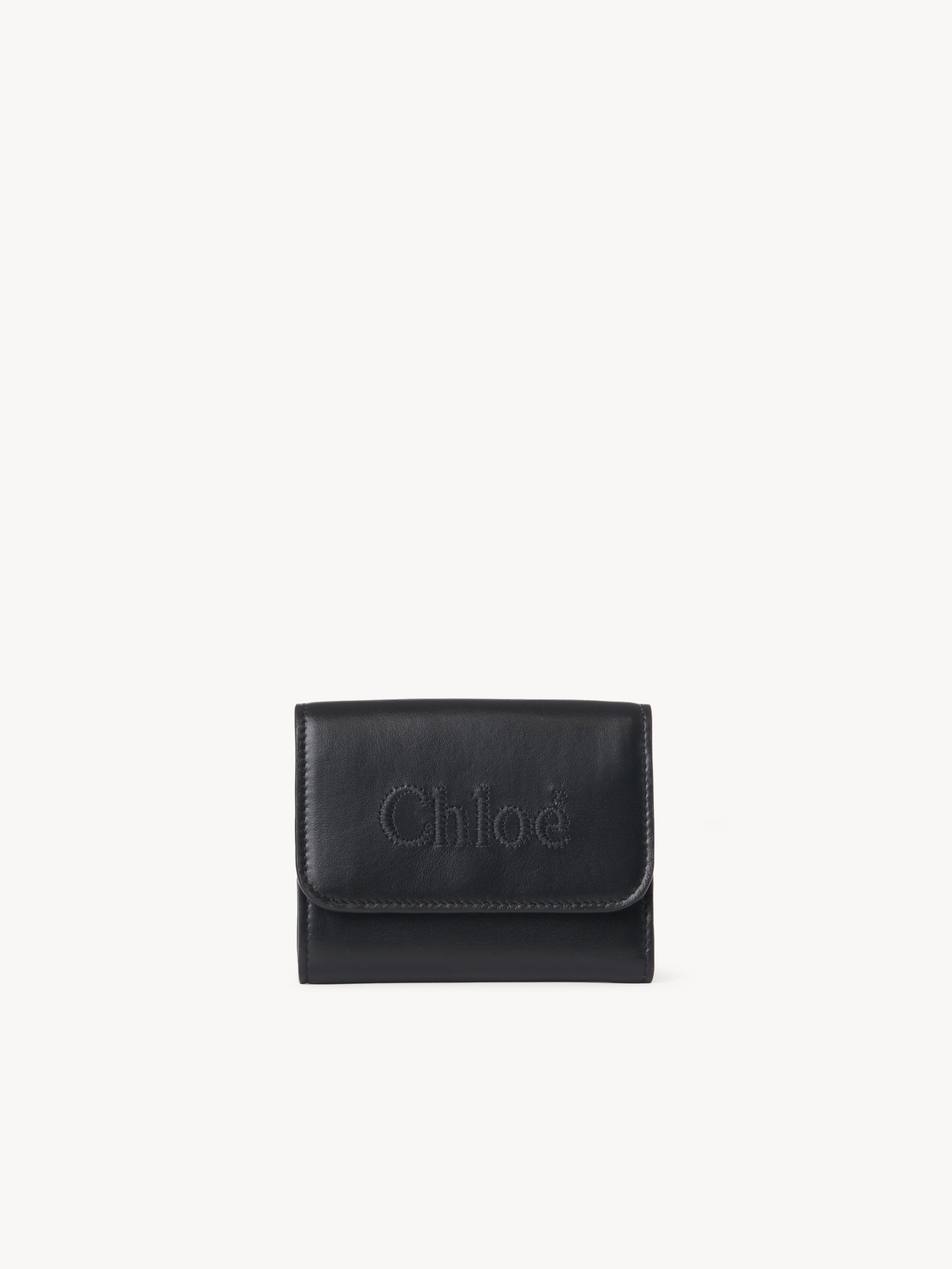 Chloé Women's Black Small Sense Tri-Fold In Soft Leather Size Onesize 100% Calf-Skin Leather