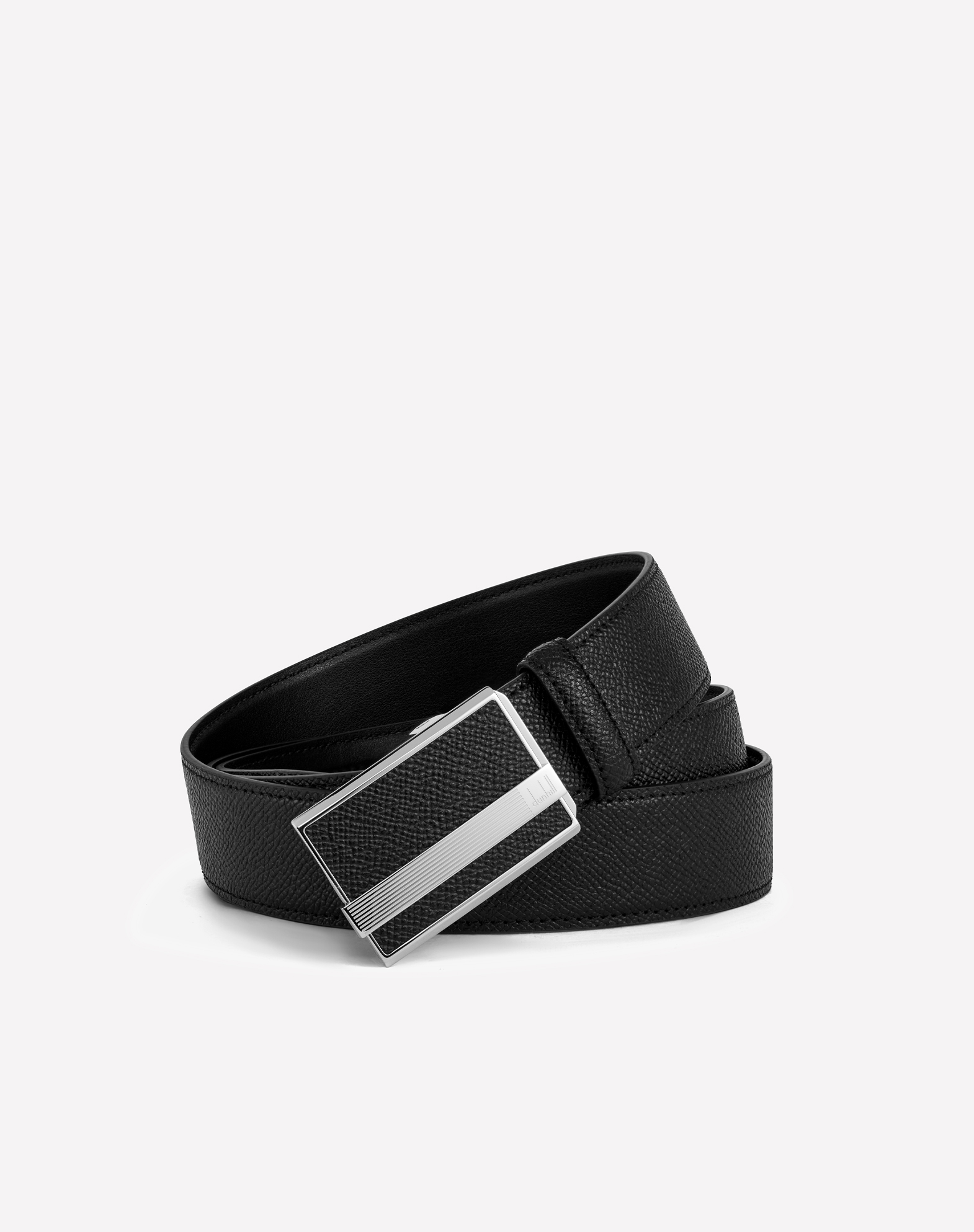 Dunhill 35mm Auto Longtail Buckle Cadogan Leather Belt In Black