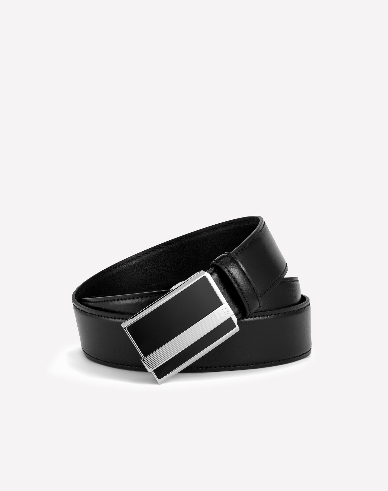 Dunhill 35mm Auto Longtail Buckle Smooth Leather Belt In Black