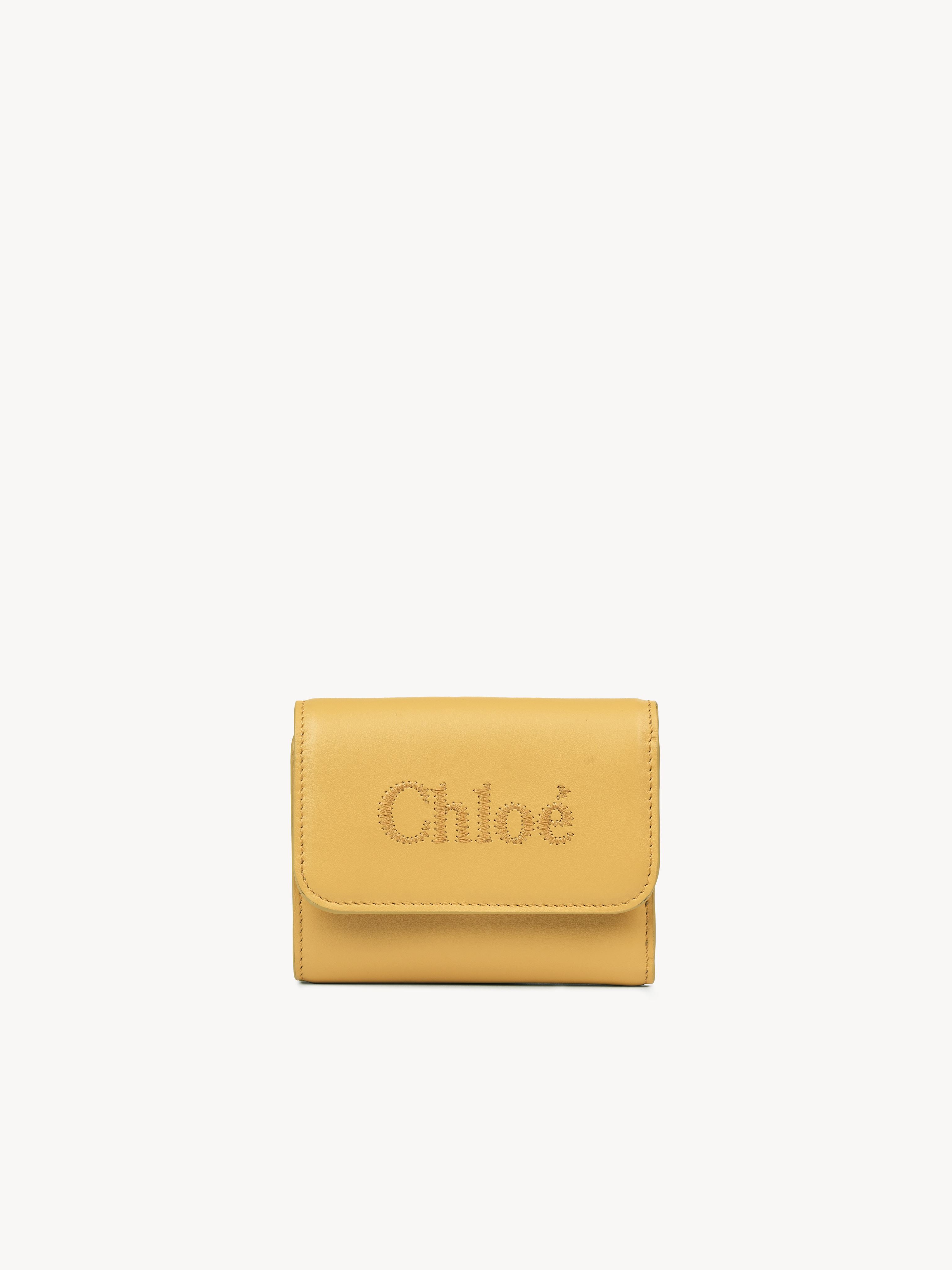 Chloé Sense Small Tri-fold Golden Brass Size Onesize 100% Calf-skin Leather