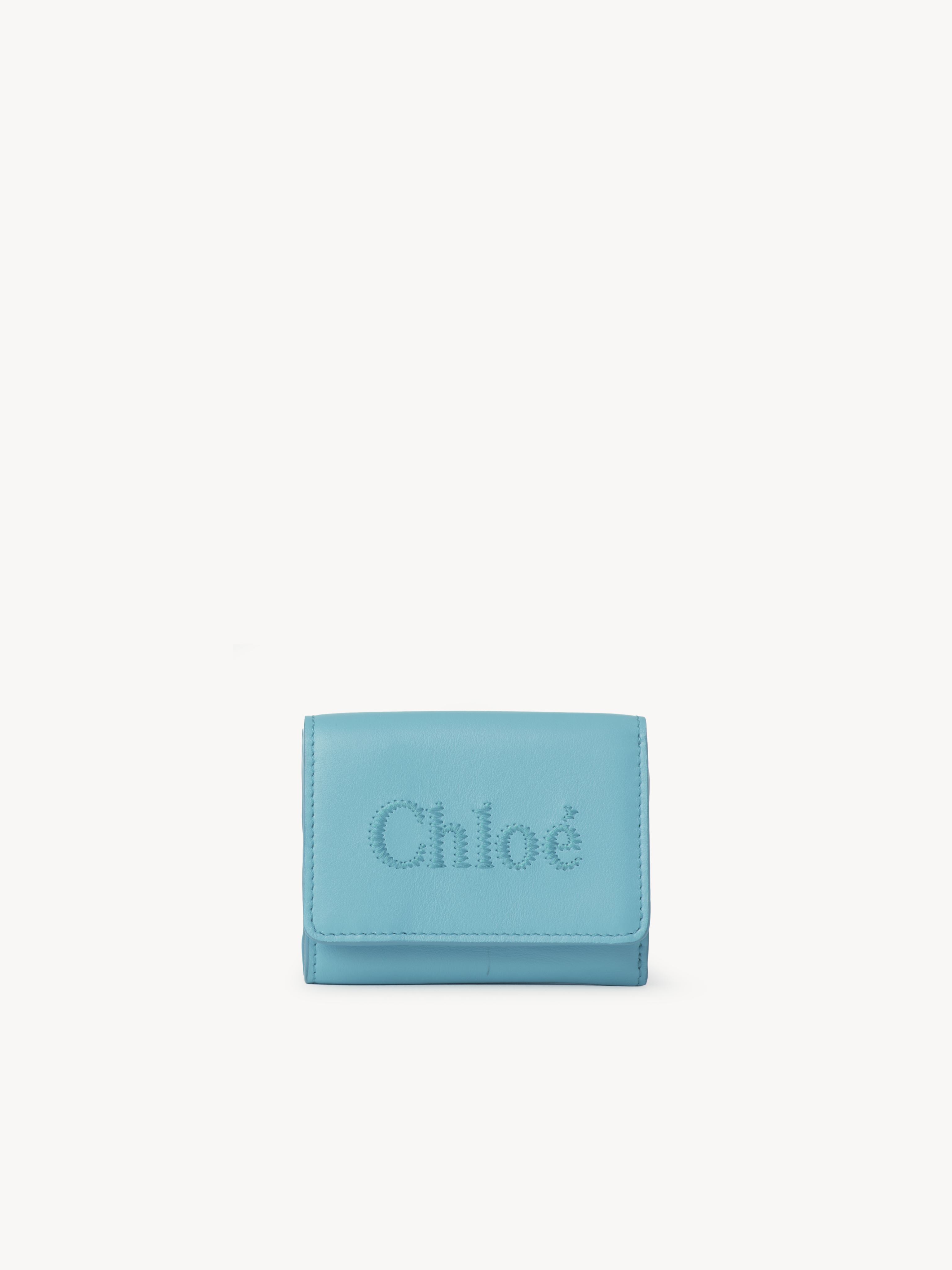 Chloé Sense Mini Tri-fold Blue Size Onesize 100% Calf-skin Leather