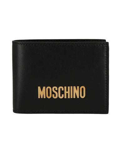 Moschino Logo Hardware Leather Bifold Wallet Man Wallet Black Size Onesize Tanned Leather
