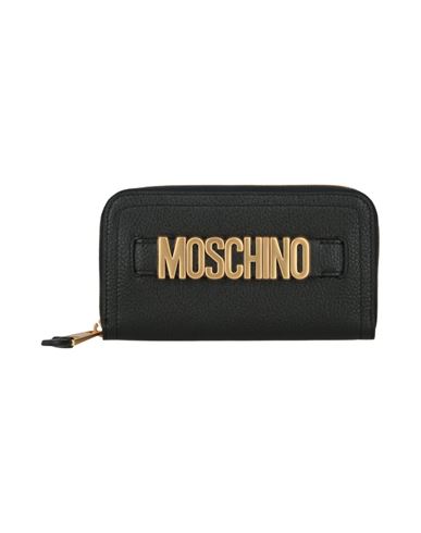 Shop Moschino Zip Around Leather Wallet Woman Wallet Black Size Onesize Leather