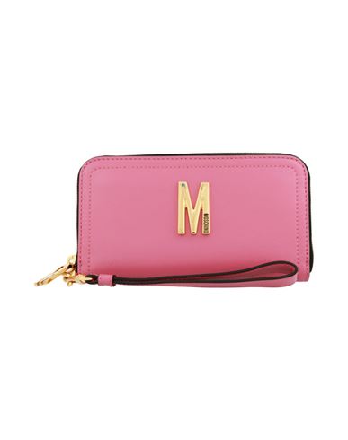 Moschino Logo Leather Zip Wallet Woman Wallet Pink Size Onesize Calfskin