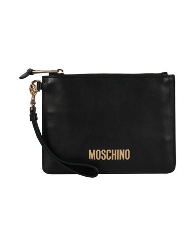 Moschino Logo Lettering Pouch Man Pouch Black Size Onesize Tanned Leather