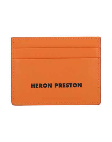 Shop Heron Preston Logo Tape Card Holder Man Document Holder Orange Size Onesize Tanned Leather