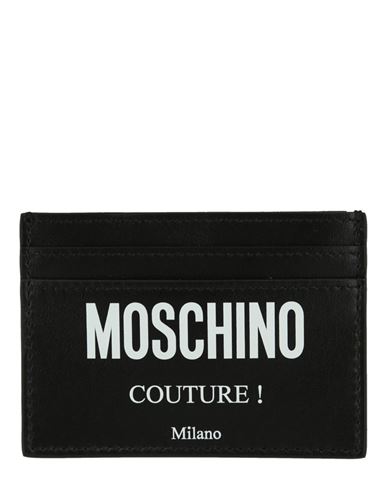 Moschino Printed Logo Leather Card Holder Document Holder Black Size Onesize Calfskin