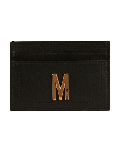 Moschino M-plaque Leather Card Holder Woman Document Holder Black Size Onesize Calfskin