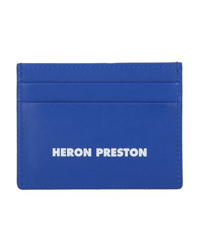 Heron Preston Logo Tape Card Holder Man Document Holder Blue Size Onesize Tanned Leather