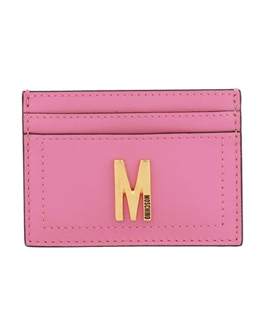 Moschino M-logo Card Holder Woman Document Holder Pink Size Onesize Calfskin