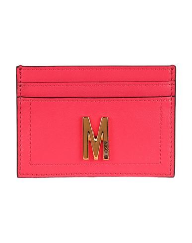 Moschino M-plaque Leather Card Holder Woman Document Holder Pink Size Onesize Calfskin