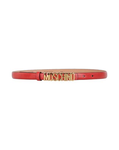 Moschino Logo Leather Belt Woman Belt Red Size 38 Calfskin