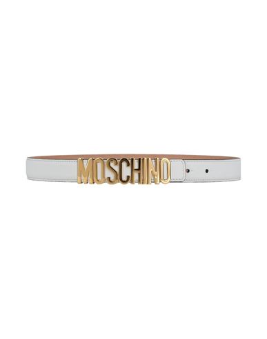 Moschino Logo Leather Belt Woman Belt White Size 38 Tanned Leather