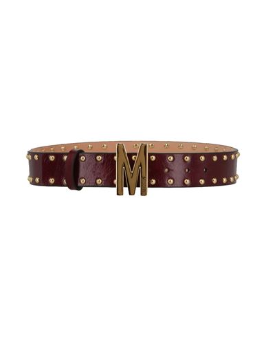 Moschino Gold Stud M-buckle Belt Woman Belt Red Size 36 Calfskin