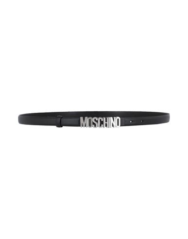 Shop Moschino Thin Leather Logo Belt Woman Belt Black Size 39.5 Leather