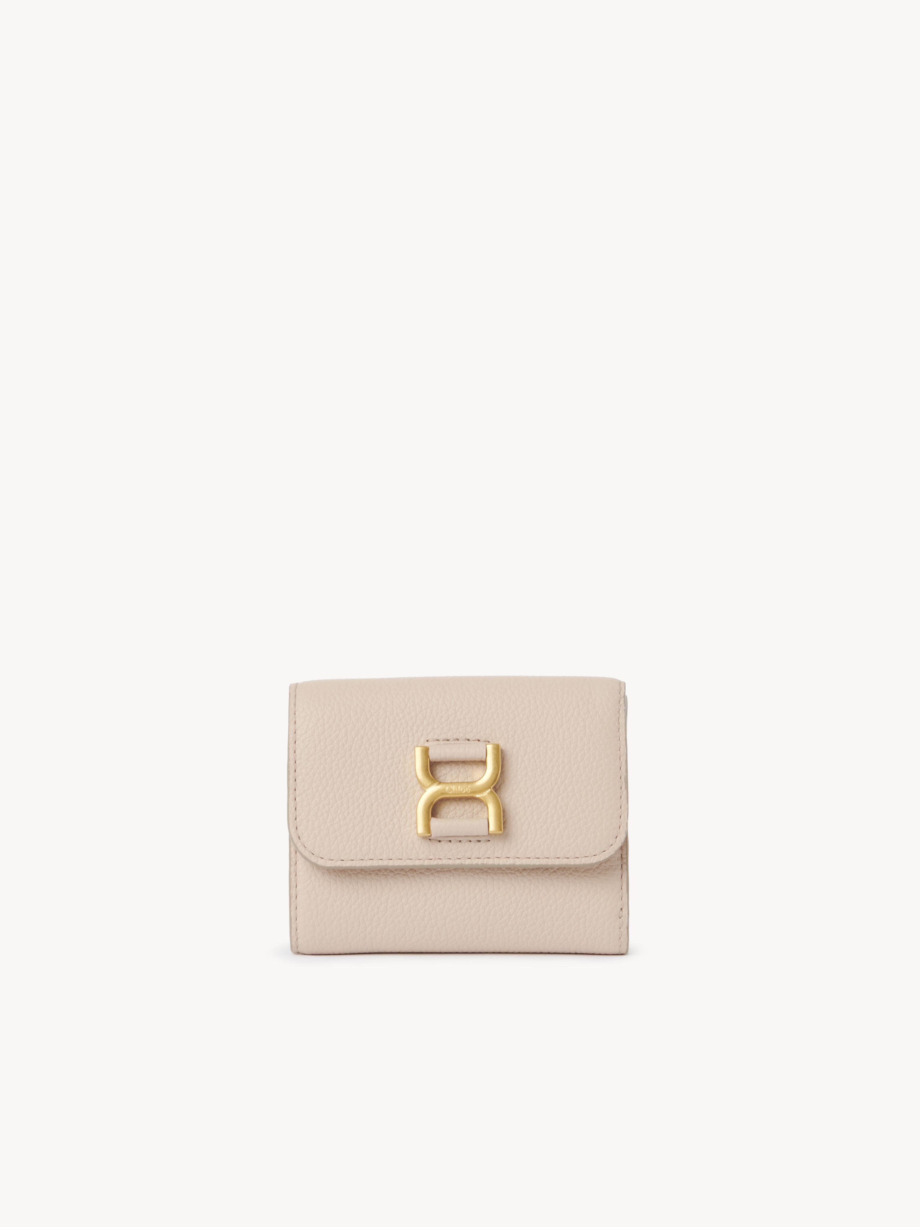 Chloé Petit Portefeuille À Trois Volets Marcie En Cuir Grainé Femme Rose Taille Onesize 100% Cuir De Veau In Pink