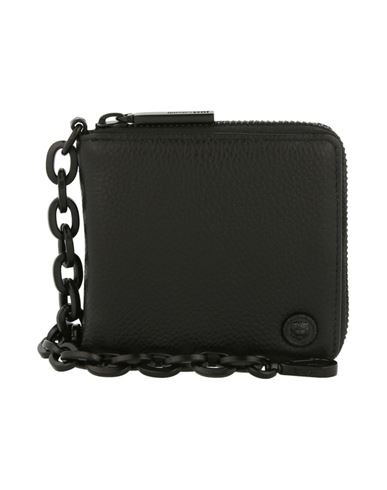 Shop Just Cavalli Logo Plaque Wallet With Chain Man Wallet Black Size - Calfskin