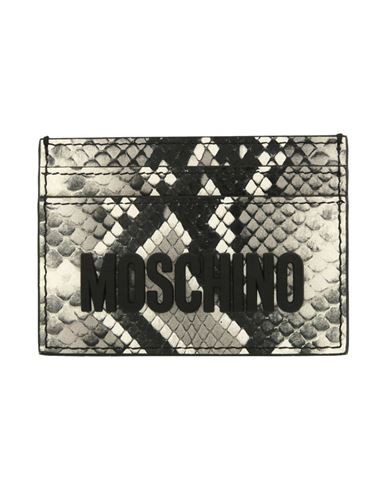 Shop Moschino Python Printed Logo Card Holder Woman Document Holder White Size - Tanned Leather