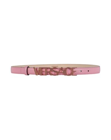 Shop Versace Crystal Embellished Logo Belt Woman Belt Pink Size 39.5 Calfskin