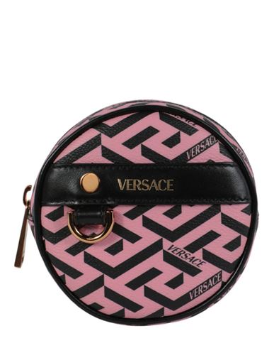 Shop Versace La Greca Micro Pouch Woman Pouch Pink Size - Polyurethane