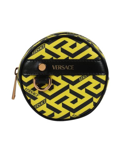 Shop Versace La Greca Micro Pouch Woman Coin Purse Yellow Size - Polyurethane