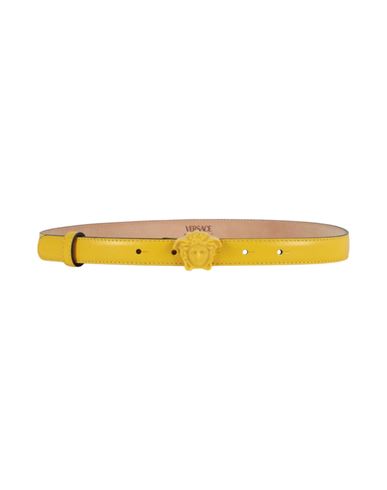 Versace Tonal Medusa Leather Belt Woman Belt Yellow Size 34 Calfskin