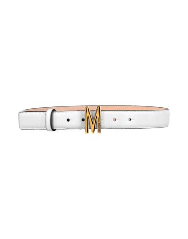 Shop Moschino Leather M-plaque Belt Woman Belt White Size 38 Leather