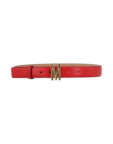 Moschino Leather M-plaque Belt Woman Belt Red Size 39.5 Tanned Leather