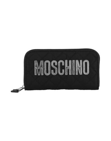 Shop Moschino Quilted Logo Zip-around Wallet Woman Wallet Black Size - Nylon, Acrylic