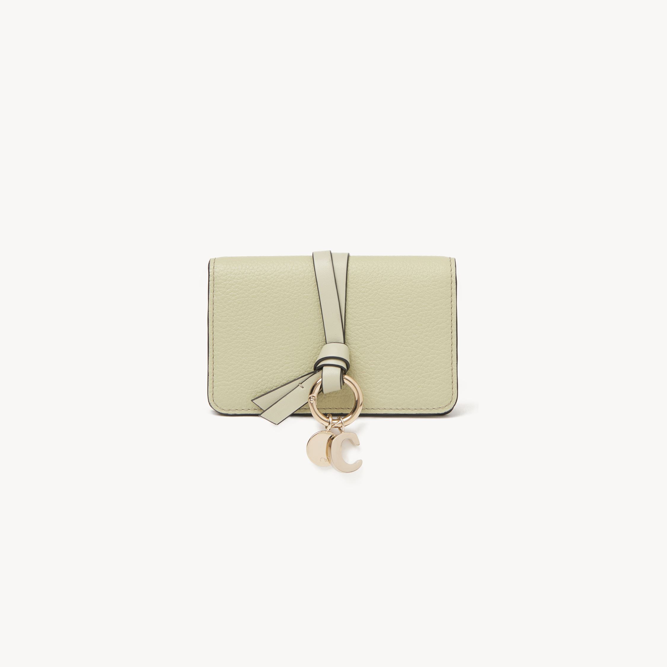 Shop Chloé Porte-cartes Et Monnaie Alphabet En Cuir Grainé Femme Vert Taille Onesize 100% Cuir De Veau In Green