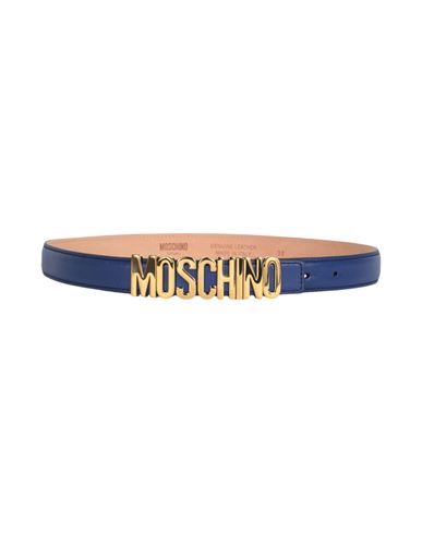 Moschino Leather Logo Belt Woman Belt Blue Size 39.5 Calfskin