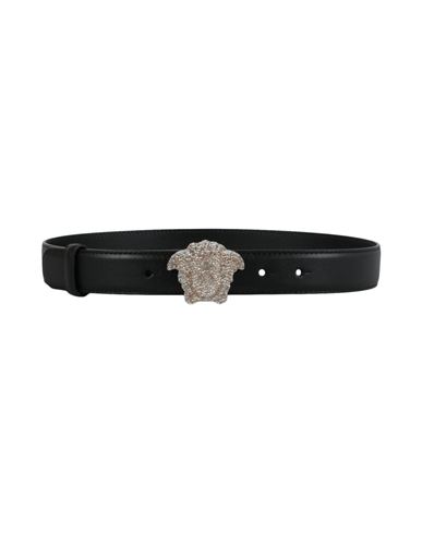 Shop Versace Crystal Medusa Leather Belt Woman Belt Black Size 32 Calfskin