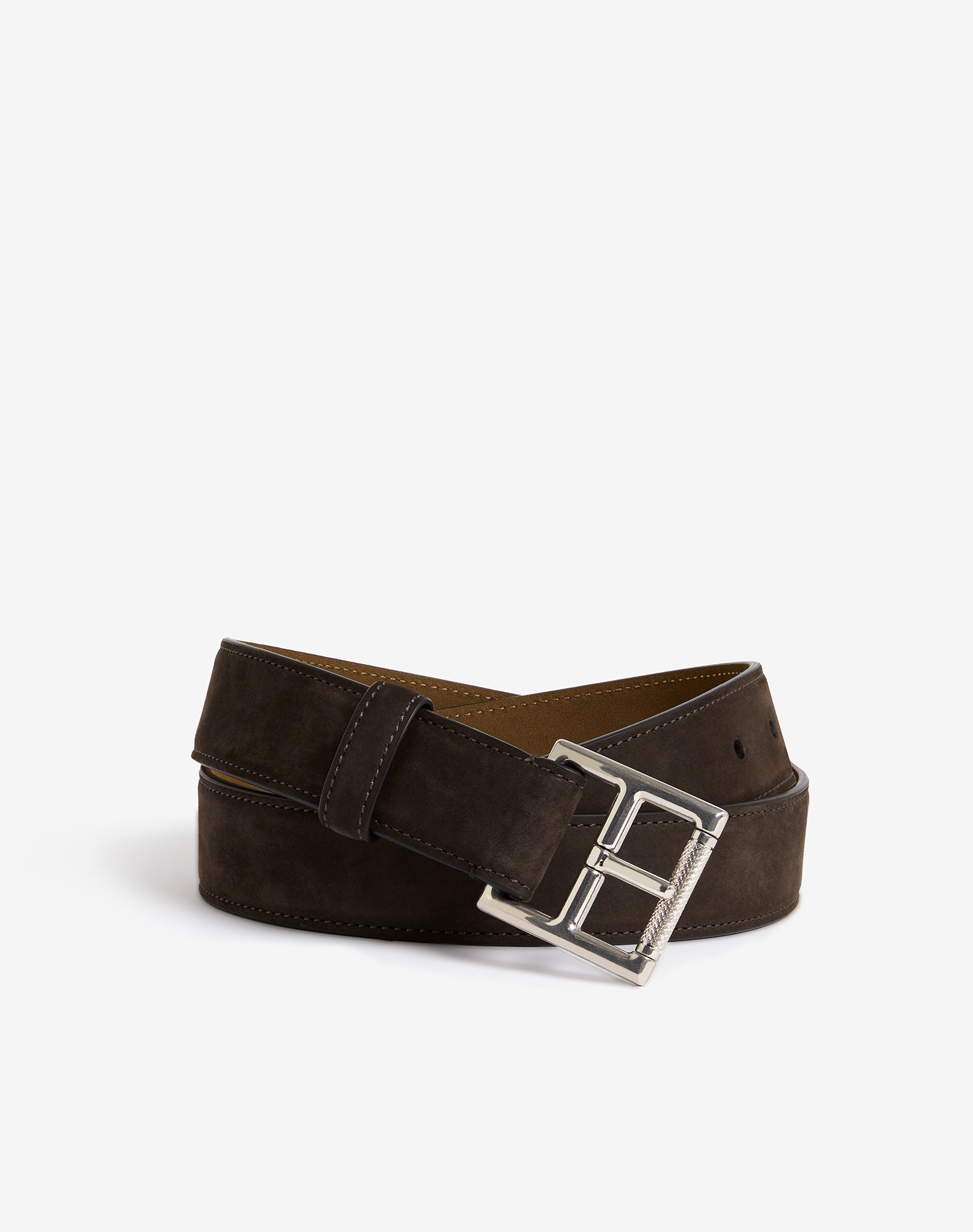 Dunhill 30mm Tongue Square Buckle Suede Belt In Brown